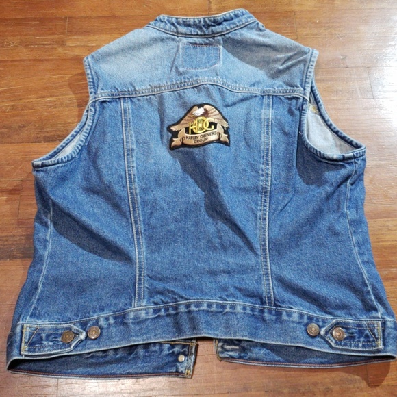 Vintage Levi Strauss Jean Vest Harley Davidson - Picture 2 of 8